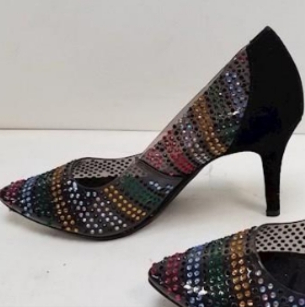 INC Womens Black Embellished Zitah Pointed Toe Stiletto Slip On Pumps 5M
